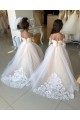 Tulle & Lace Ball Gown Chapel Train Long Sleeves Little Flower Girl Dress Glasgow