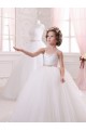 Tulle Ball Gown Chapel Train Sleeveless Flower Girl Dress Glasgow