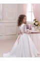 Satin & Lace Ball Gown Chapel Train Long Sleeves Flower Girl Dress Glasgow