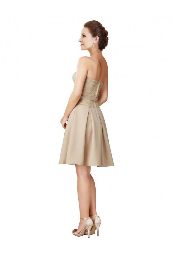 Satin & Lace A-Line Knee Length Sleeveless Bridesmaid Dress Glasgow