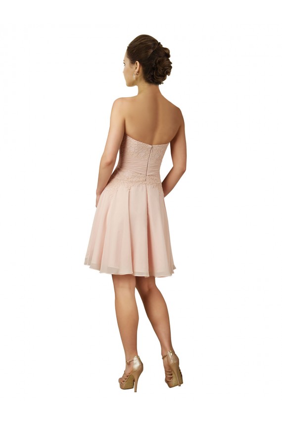 Soft Chiffon & Lace A-Line Knee Length Sleeveless Pink Cocktail Dresses Glasgow