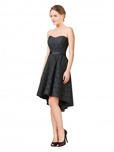 Lace A-Line Knee Length Sleeveless High Low Bridesmaid Dress Glasgow