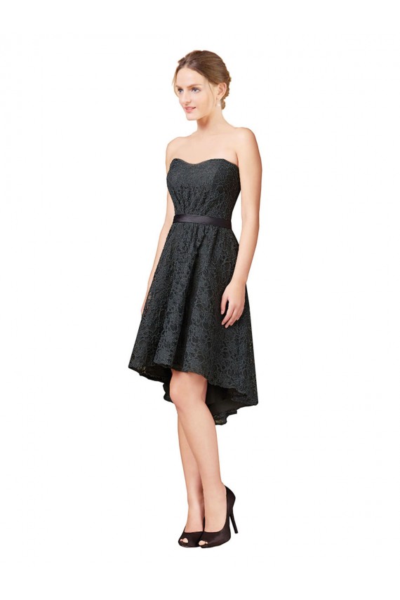 Lace A-Line Knee Length Sleeveless High Low Bridesmaid Dress Glasgow