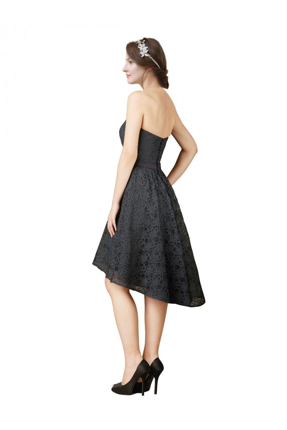 Lace A-Line Knee Length Sleeveless High Low Bridesmaid Dress Glasgow