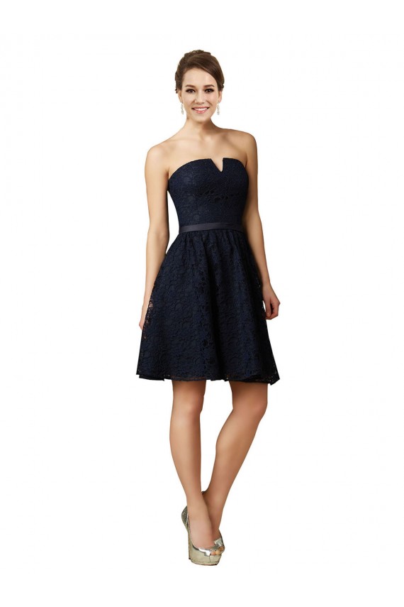 Lace A-Line Sleeveless Dark Navy Bridesmaid Dress Glasgow
