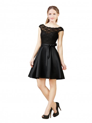 Satin & Lace A-Line Knee Length Sleeveless V-Back Bridesmaid Dress Glasgow