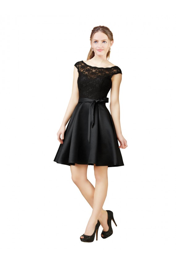Satin & Lace A-Line Knee Length Sleeveless V-Back Bridesmaid Dress Glasgow