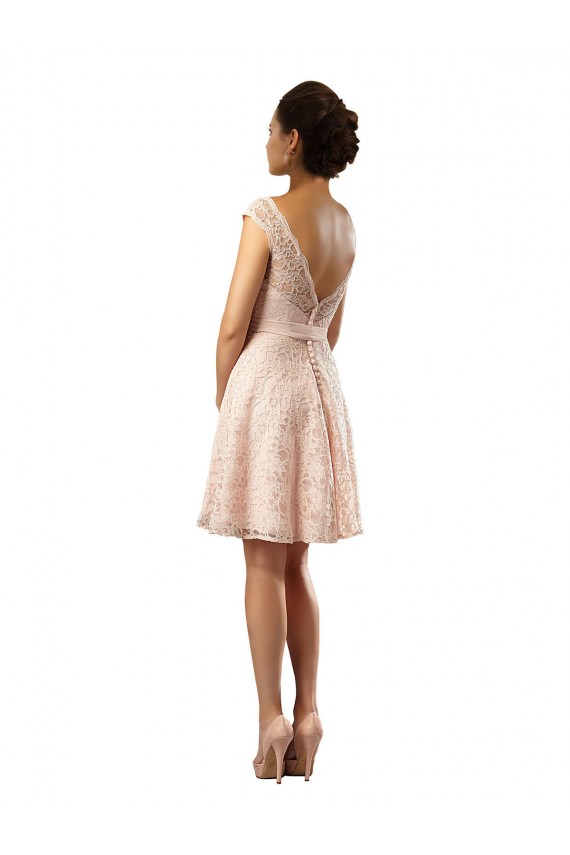 Soft Chiffon & Lace A-Line Knee Length Cap Sleeves Bridesmaid Dress Glasgow