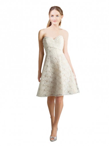 Lace A-Line Knee Length Sleeveless Bridesmaid Dress Glasgow