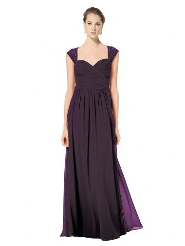 Soft Chiffon & Lace A-Line Long Sleeveless Keyhole Back Formal Dress / Bridesmaid Dress Glasgow