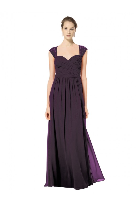 Soft Chiffon & Lace A-Line Long Sleeveless Keyhole Back Formal Dress / Bridesmaid Dress Glasgow