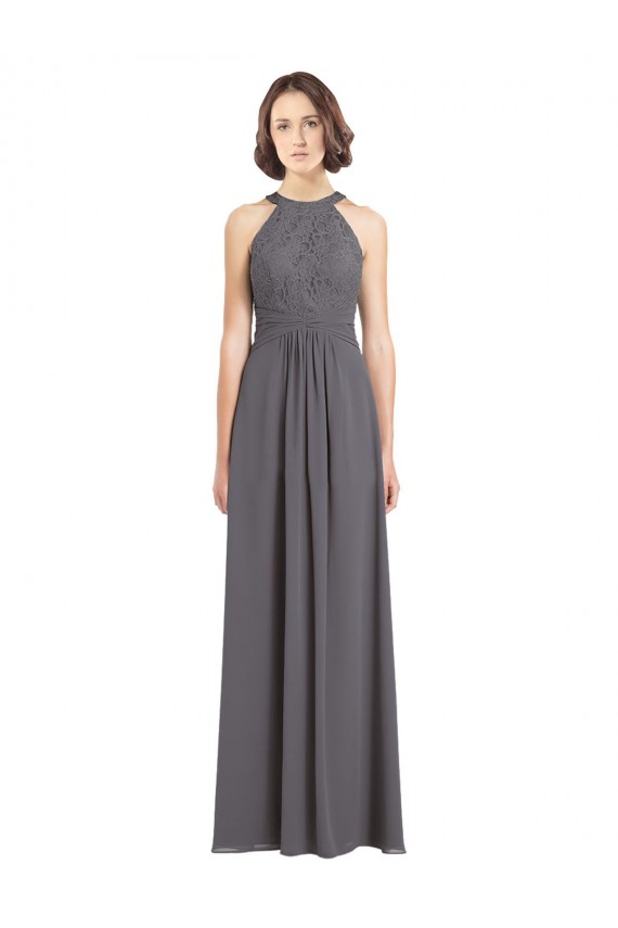 Soft Chiffon & Lace A-Line Long Sleeveless Bridesmaid Dress Glasgow