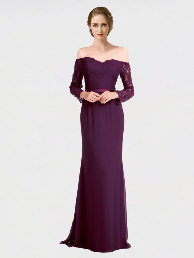 Soft Chiffon & Lace Mermaid Long Long Sleeves Low Back Bridesmaid Dress Glasgow
