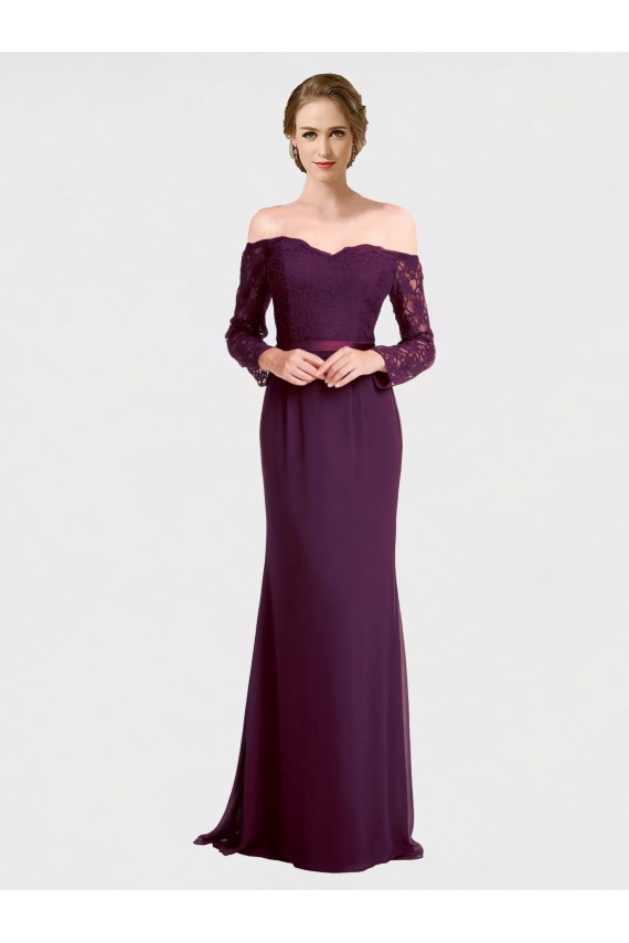 Soft Chiffon & Lace Mermaid Long Long Sleeves Low Back Bridesmaid Dress Glasgow