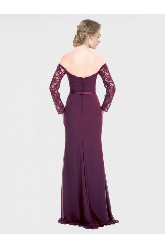 Soft Chiffon & Lace Mermaid Long Long Sleeves Low Back Bridesmaid Dress Glasgow