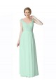 Soft Chiffon & Lace A-Line Long Cap Sleeves V-Back Bridesmaid Dress Glasgow
