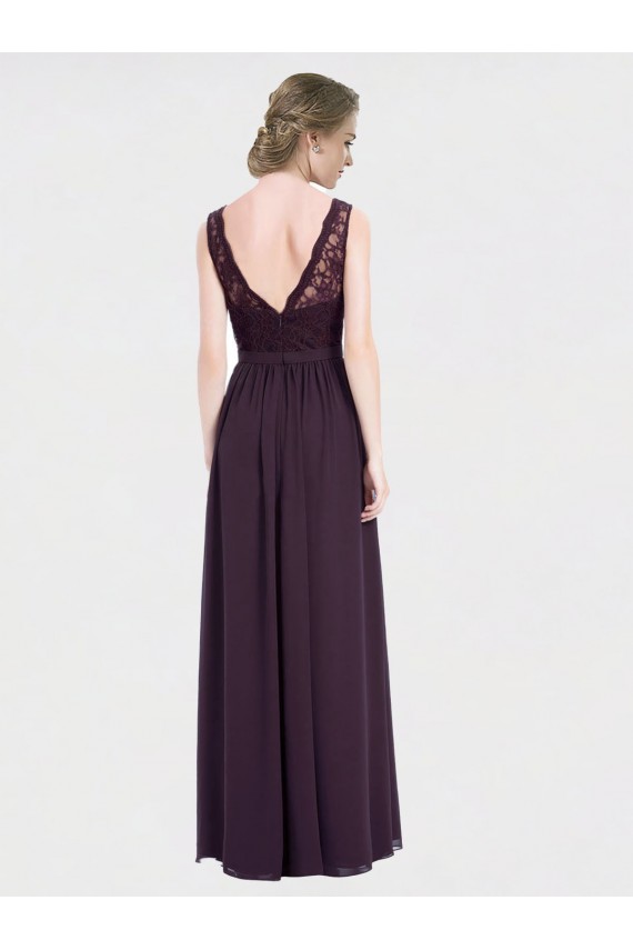Chiffon & Lace A-Line Long Sleeveless V-Back Bridesmaid Dress / Evening Dress Glasgow