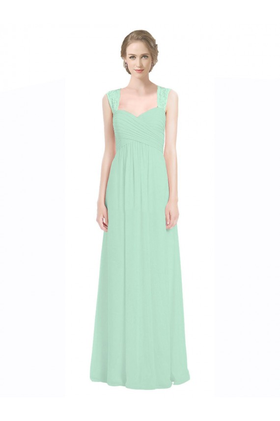Soft Chiffon & Lace A-Line Long Sleeveless Sweetheart Keyhole Back Bridesmaid Dresses Glasgow
