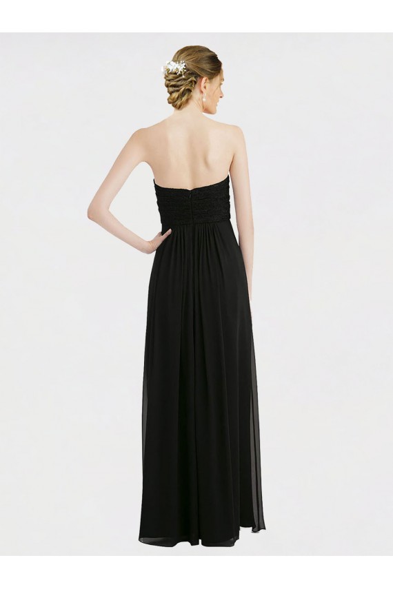 Soft Chiffon & Lace A-Line Long Sleeveless Low Back Black Bridesmaid Dresses Glasgow