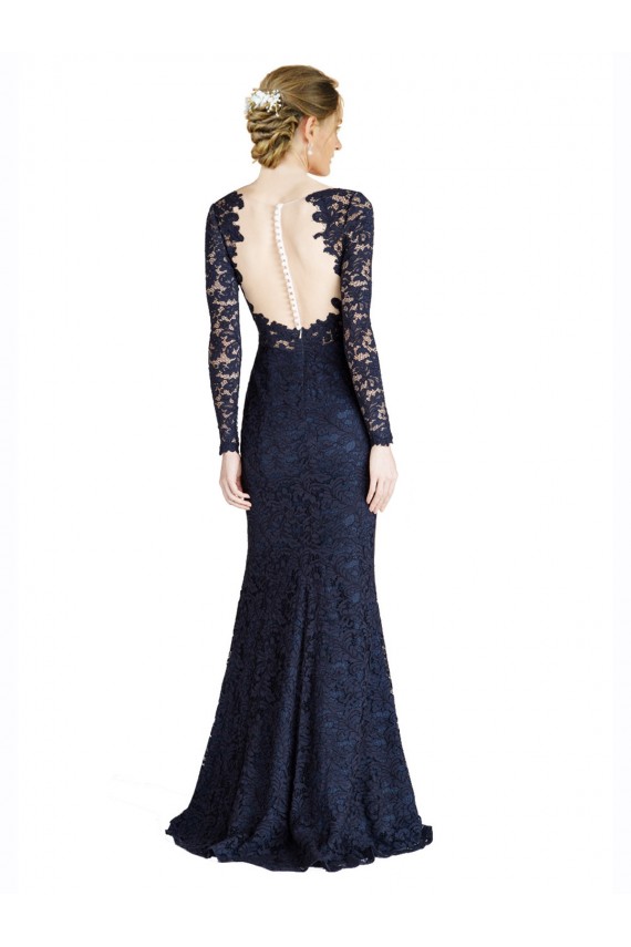 Lace Mermaid Long Long Sleeves Keyhole Back Prom Dress / Bridesmaid Dress Glasgow