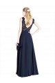 Soft Chiffon & Lace A-Line Long Sleeveless V-Back Prom Dress / Bridesmaid Dress Glasgow