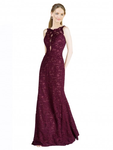 Lace A-Line Long Sleeveless Keyhole Back Prom Dress / Bridesmaid Dress Glasgow
