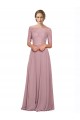 Soft Chiffon & Lace A-Line Short Sleeves Long Prom Dress / Bridesmaid Dress Glasgow