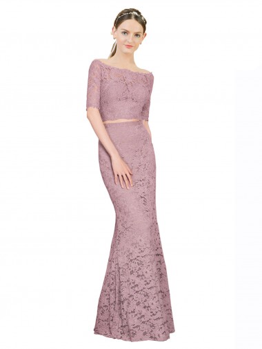 Lace Mermaid Short Sleeves Long Prom Dress / Bridesmaid Dress Glasgow
