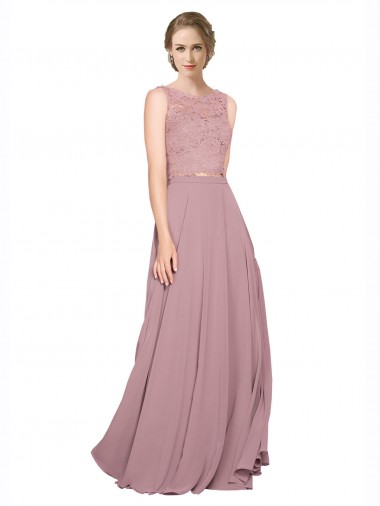 Soft Chiffon & Lace A-Line Long Sleeveless Black Tie Prom Dress / Bridesmaid Dress Glasgow