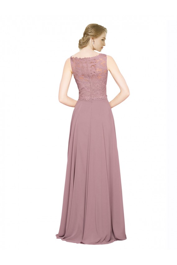 Soft Chiffon & Lace A-Line Long Sleeveless Black Tie Prom Dress / Bridesmaid Dress Glasgow