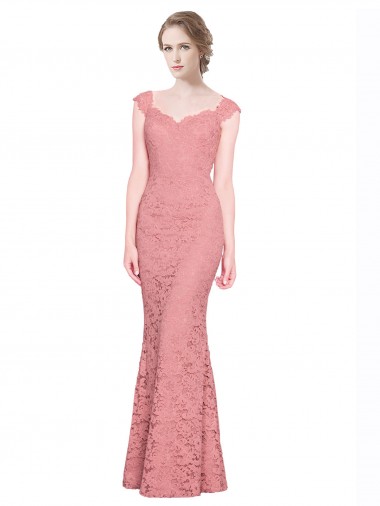Lace Mermaid Long Sleeveless Salmon Prom Dresses Glasgow