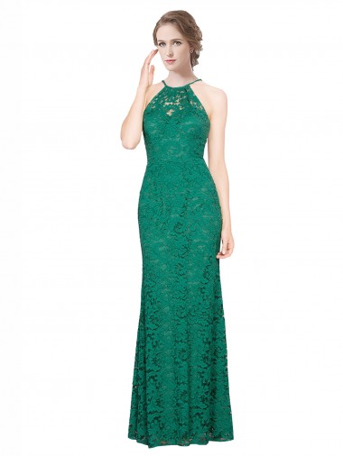 Lace Mermaid Long Sleeveless Low Back Prom Dress / Bridesmaid Dress Glasgow