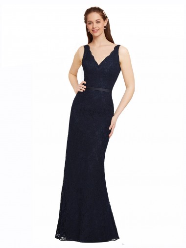 Lace Sheath Sheath Sleeveless Dark Navy Bridesmaid Dress Glasgow