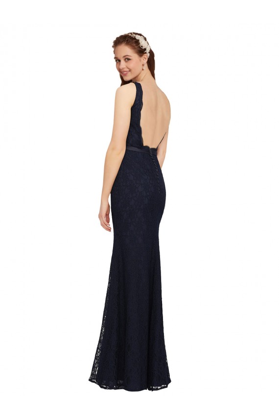 Lace Sheath Sheath Sleeveless Dark Navy Bridesmaid Dress Glasgow