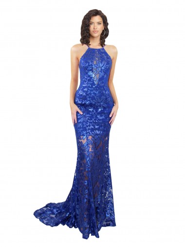 Lace Mermaid Long Sleeveless Open Back Semi Formal Evening Dress / Prom Dress / Bridesmaid Dress Glasgow