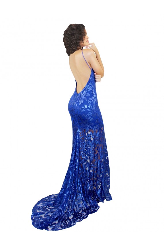 Lace Mermaid Long Sleeveless Open Back Semi Formal Evening Dress / Prom Dress / Bridesmaid Dress Glasgow