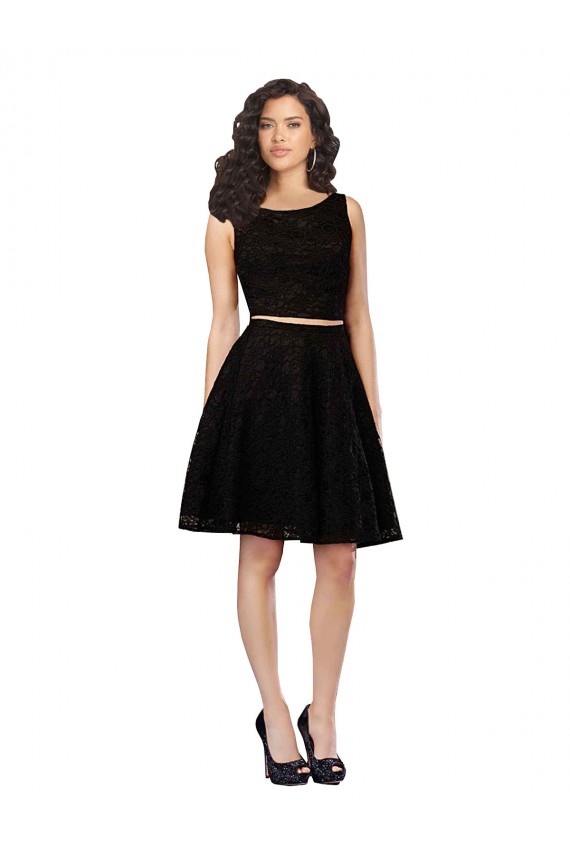 Lace A-Line Knee Length Sleeveless Black Cocktail Dresses Glasgow