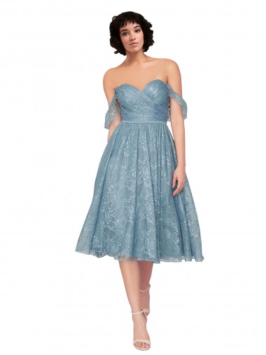 Lace A-Line Knee Length Sleeveless Keyhole Back Bridesmaid Dress Glasgow