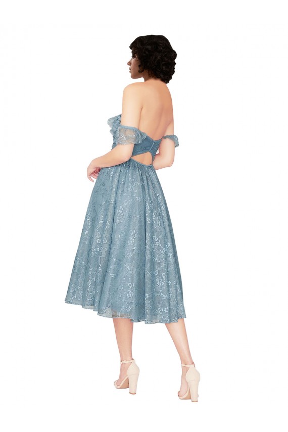 Lace A-Line Knee Length Sleeveless Keyhole Back Bridesmaid Dress Glasgow