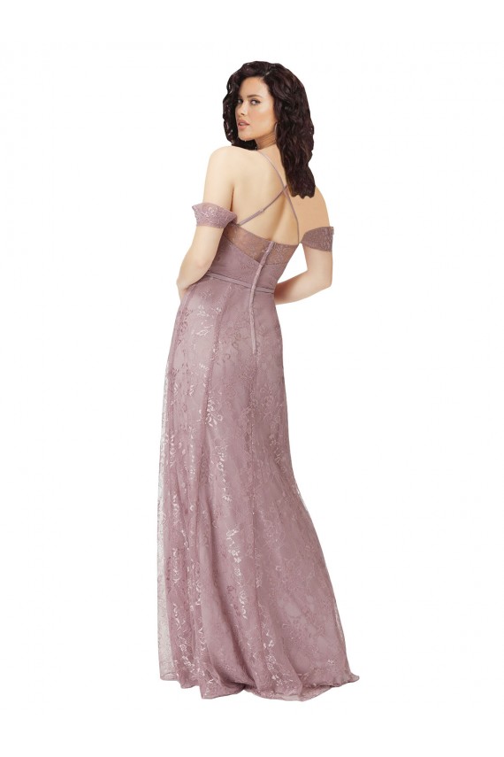 Lace A-Line Long Sleeveless Criss Cross Back Bridesmaid Dress Glasgow