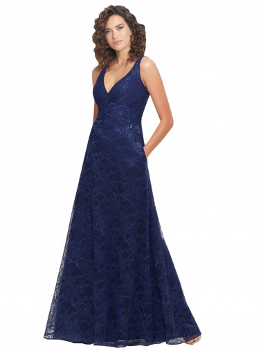 Lace A-Line Long Sleeveless Low Back Bridesmaid Dress Glasgow