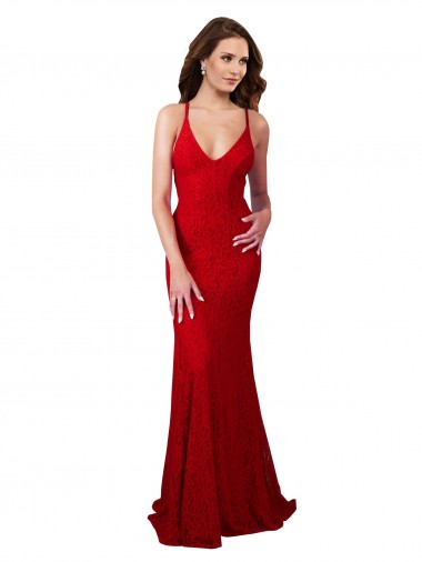 Lace Mermaid Long Sleeveless Low Back Formal Dress / Bridesmaid Dress Glasgow