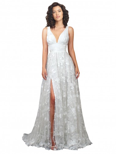 Lace A-Line Chapel Train Sleeveless Low Back Wedding Dress Glasgow