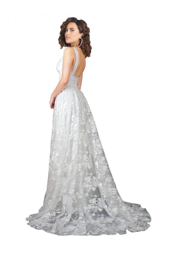 Lace A-Line Chapel Train Sleeveless Low Back Wedding Dress Glasgow