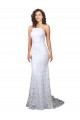 Lace Sheath Sweep Train Sleeveless Low Back Wedding Dress Glasgow