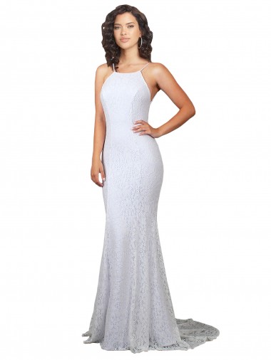 Lace Mermaid Sweep Train Sleeveless Backless Wedding Dress Glasgow