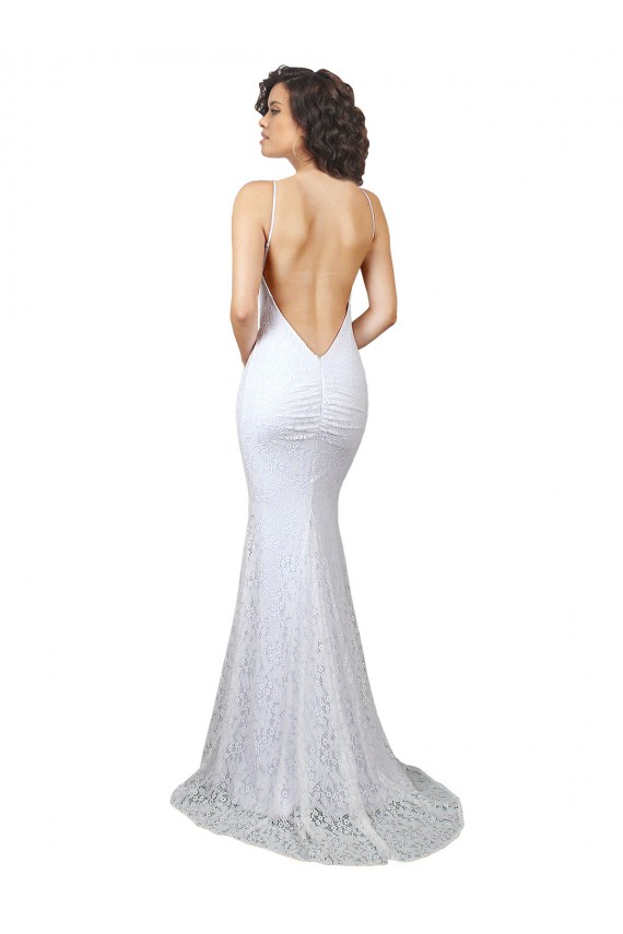 Lace Mermaid Sweep Train Sleeveless Backless Wedding Dress Glasgow