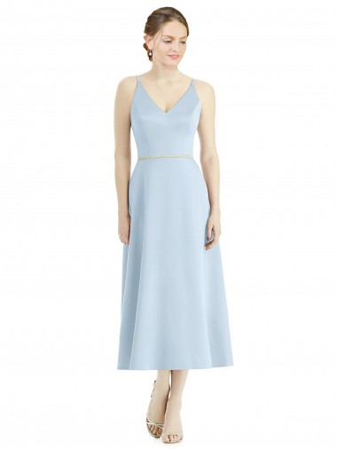 Satin A-Line Tea Length Sleeveless Bridesmaid Dress Glasgow