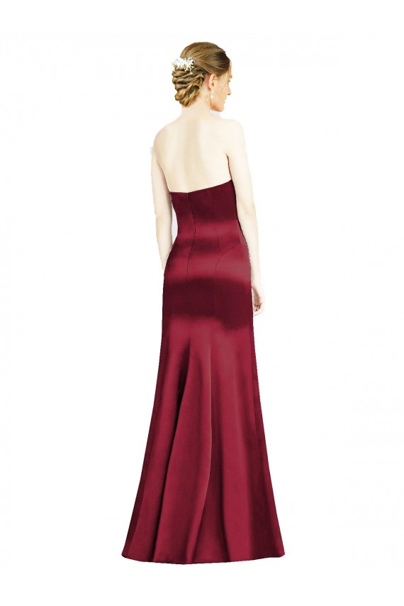 Satin Mermaid Mermaid Sleeveless Burgundy Bridesmaid Dress Glasgow