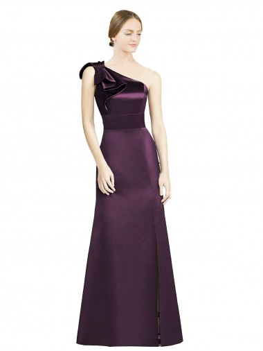 Satin Mermaid Long Sleeveless Grape Bridesmaid Dress Glasgow